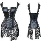 Сексуальные кожаные корсеты, юбка на шнуровке, ажурные корсеты, черные корсеты из искусственной кожи, Корректирующее бюстье, женское платье-корсет в стиле стимпанк