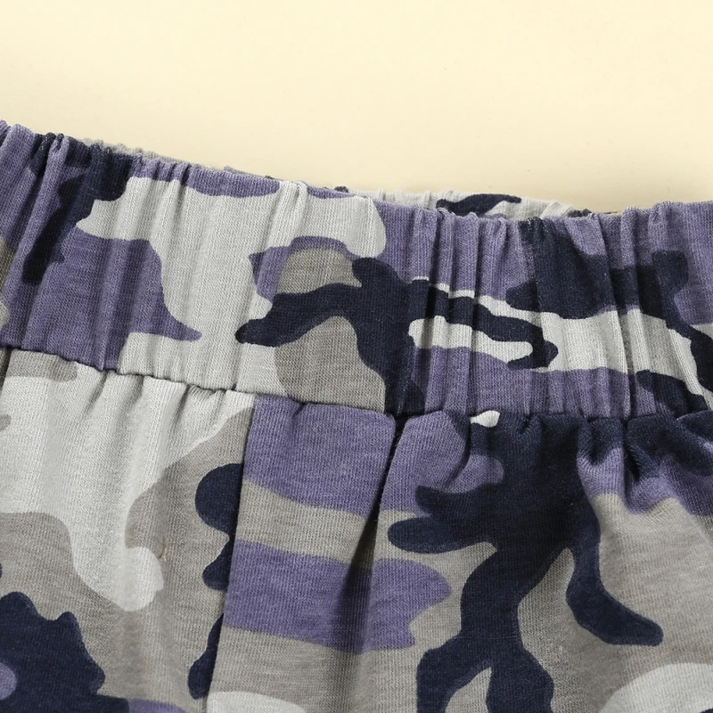 

Newborn Boy Summer Casual Two-piece Camouflage Short Sleeve Top Shorts Outfit Set Cotton Round collar Infant Boys Clothings