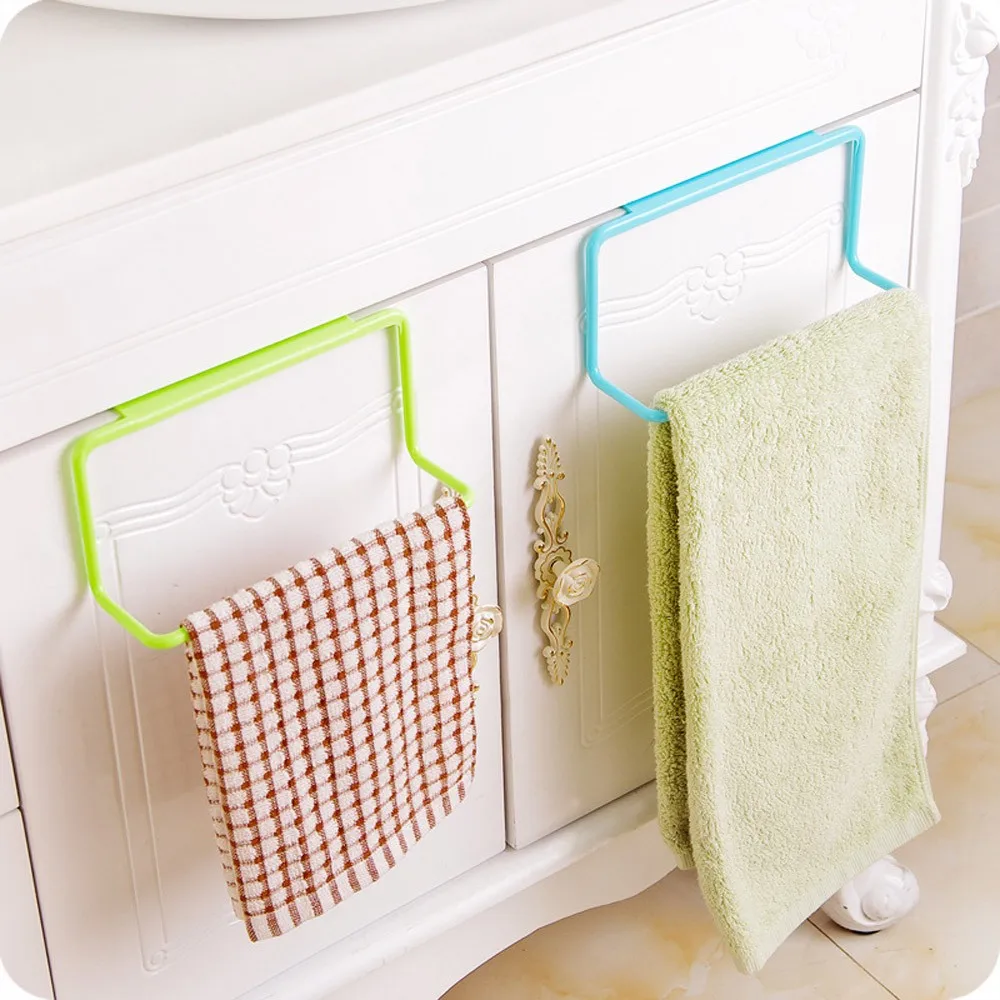 Towel Rack Hanging Holder Organizer Bathroom Kitchen Cabinet Cupboard Hanger Plastic seamless rags | Обустройство дома