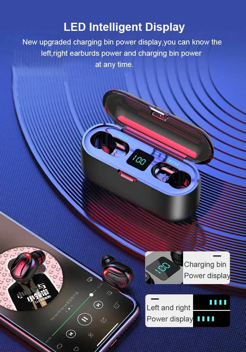 TEBAURRY TWS V5.0 Bluetooth наушники беспроводные наушники мини беспроводные наушники 6D Hi-Fi стереогарнитура с внешним аккумулятором на 3500 мАч