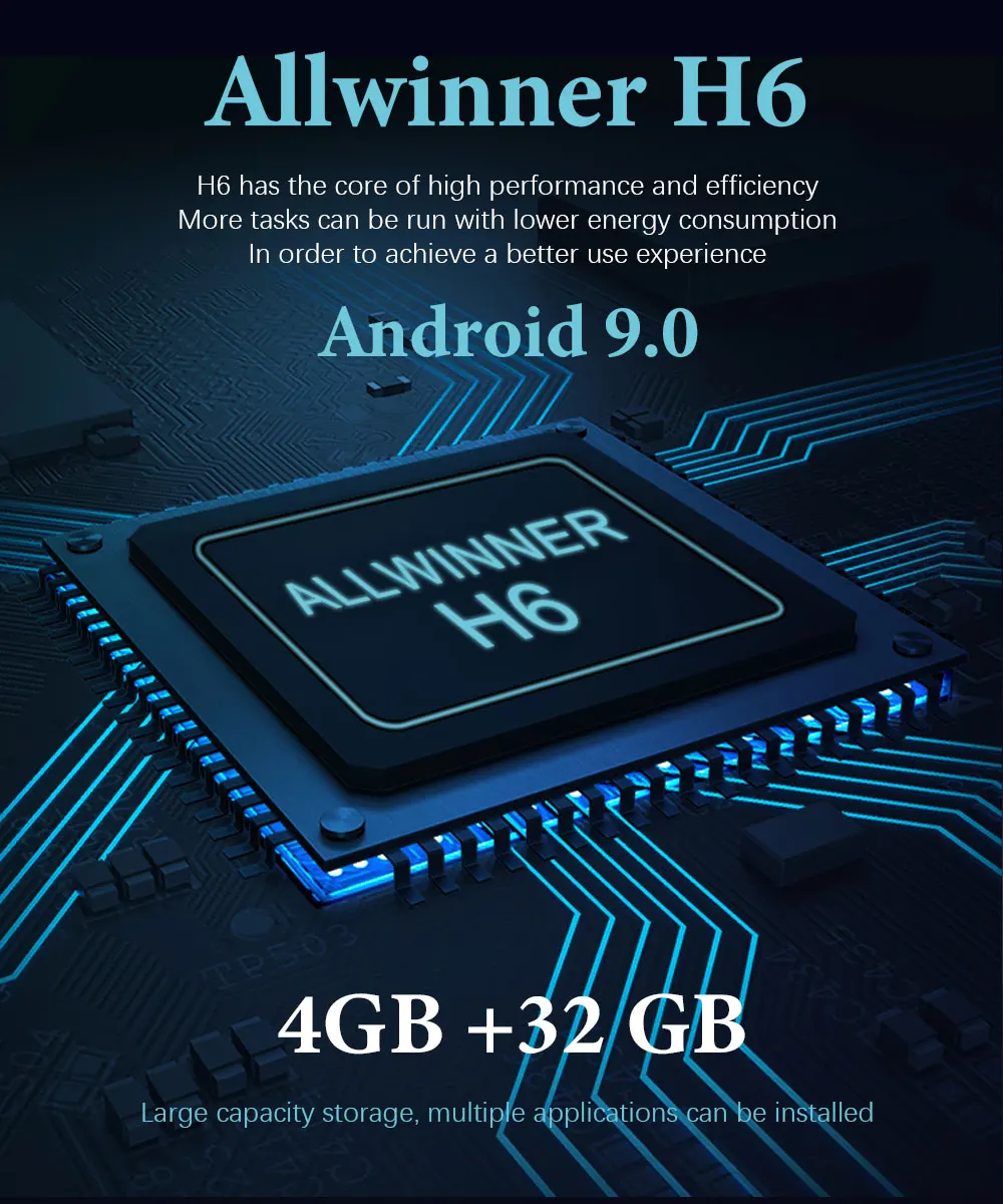 Vmade ТВ приставка android 9,0 2 Гб 16 Гб ТВ приставка Allwinner H6 четырехъядерный 64 бит Поддержка IP ТВ YouTube android 9,0 приставка HD 1080P 4K
