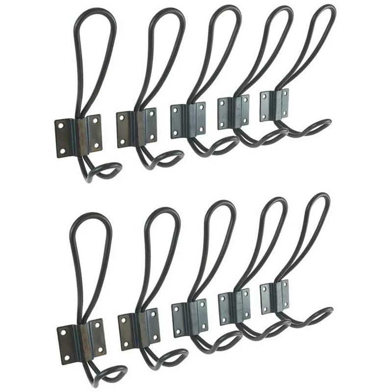 

HOT-10PCS Rustic Metal Coat Hooks Wall Mounted Hooks Double Vintage Hooks for Hanging Decorative Farmhouse Entryway Hooks