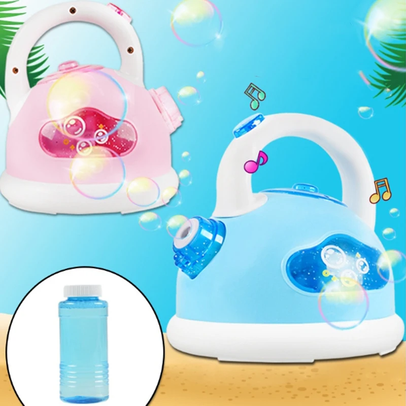 

Electric Kettle Bubble Machine Automatic Soap Bubble Blower Machine Light Music Funny Outdoor Gift Toys for Kids