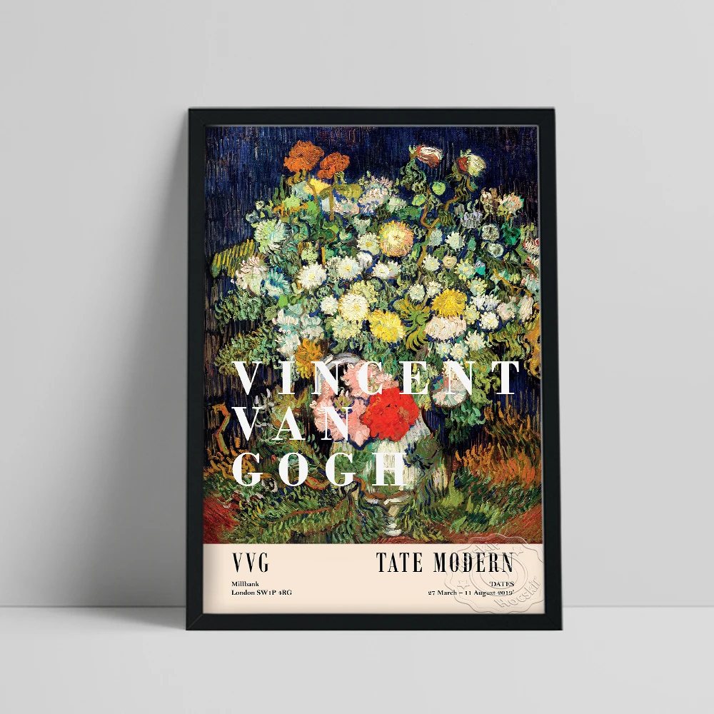 

Vincent Van Gogh Exhibition Poster, Bouquet Of Flowers In Vase Wall Painting, Van Gogh Still Life Prints, Vintage Plant Decor