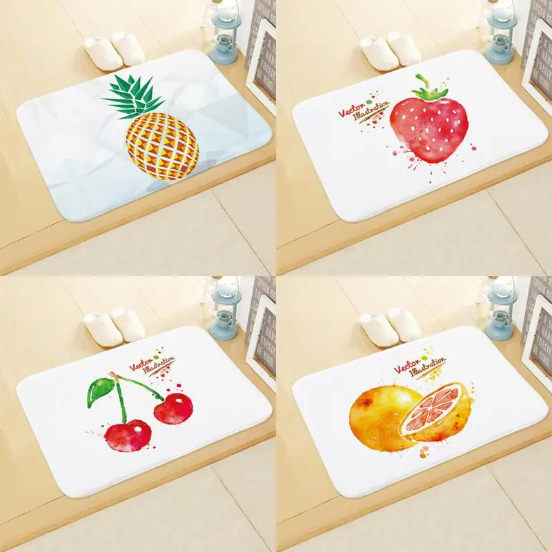 

Придверный коврик с принтом фруктов и клубники, фланелевый напольный коврик с клубникой, нескользящий коврик, домашний декоративный дверно...