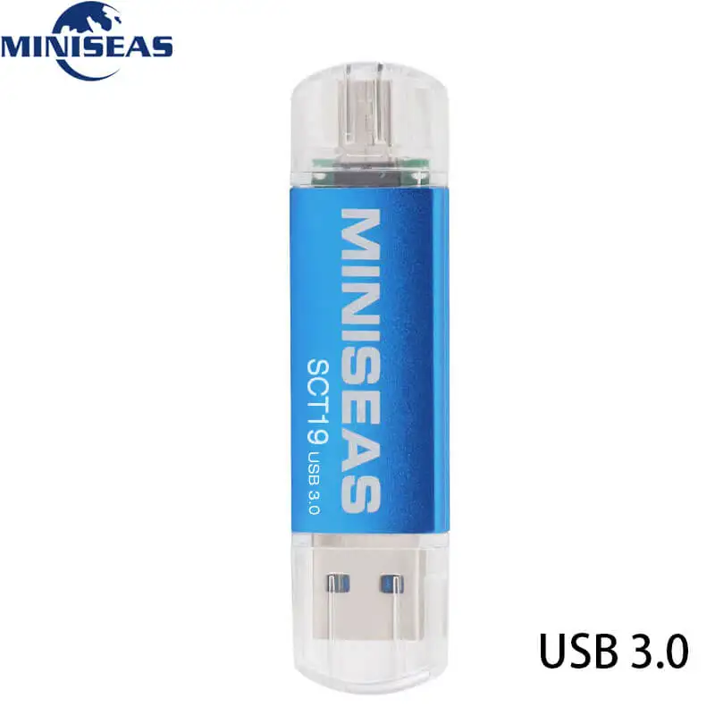 Blue Usb 3,0 Miniseas OTG USB флеш-накопитель для смартфонов/планшетов/ПК 8 ГБ 16 ГБ 32 ГБ 64 Гб 128 ГБ флеш-накопитель высокоскоростной флеш-накопитель - Цвет: Blue
