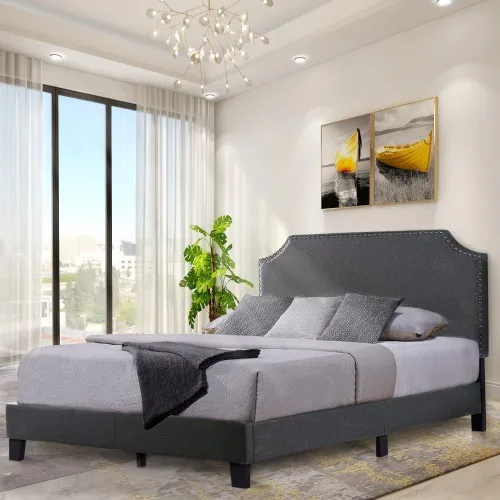 TOPMAX ОБИТАЯ платформа рама кровати с гвоздиком отделка изголовья и деревянные