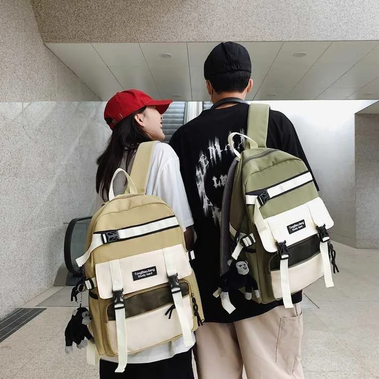 

Harajuku's sense of antiquity, versatile leisure, color contrast schoolbag for senior high school students, women's Korean