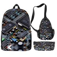 school season student electronic chip peripheral 3d suit backpack men and women schoolbag oxford cartoon circuit board backpack
