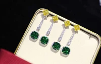 yellow green luxury s925 silver inlaid zircon earrings beautiful gift giving essential