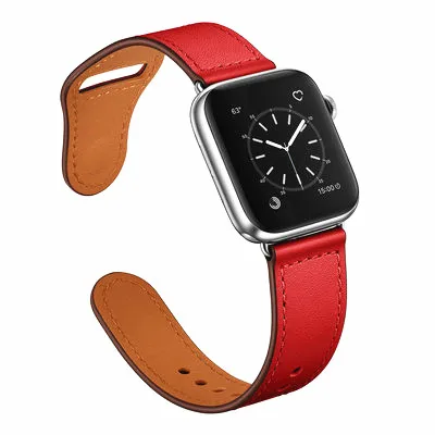 red Кожаный ремешок для apple watch pulseira apple watch 5 4 3 band 44 мм/40 мм iwatch band 42 мм/38 мм correa браслет ремешок для часов - Цвет ремешка: red