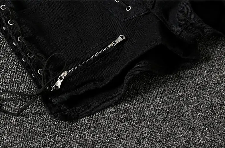 

Newest Black Women Hot Shorts High Waist Zipper Bandage Spring Summer Female Irregular Sexy lace-Up Jeans Short S/Xl K1278