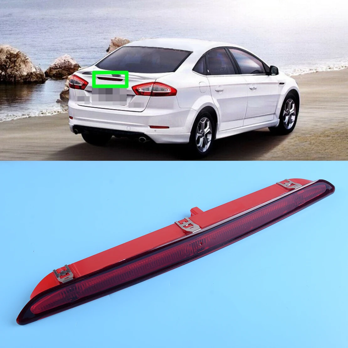 

DWCX Car Red Rear High Mounted 3rd Third Brake Stop Light Lamp 39.3x 3.2x 4.2cm Fit for Ford Mondeo 2011 2012 2013 2014