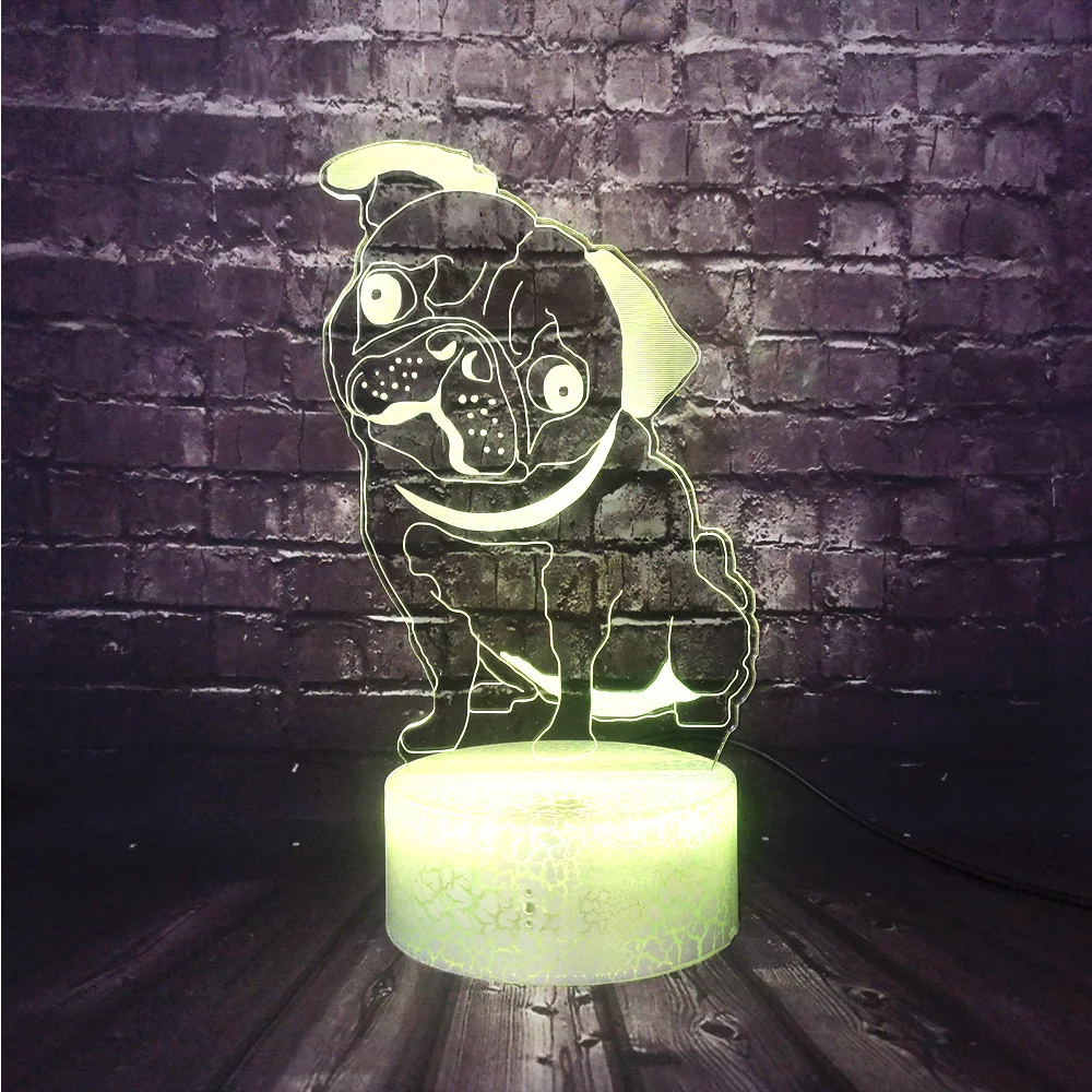 Cartoon Animal Dog Cute 3D Optical LED Night Light For Kids Bedroom Home Decor Illusion RGB Lava Holiday Birthday lamp | Лампы и