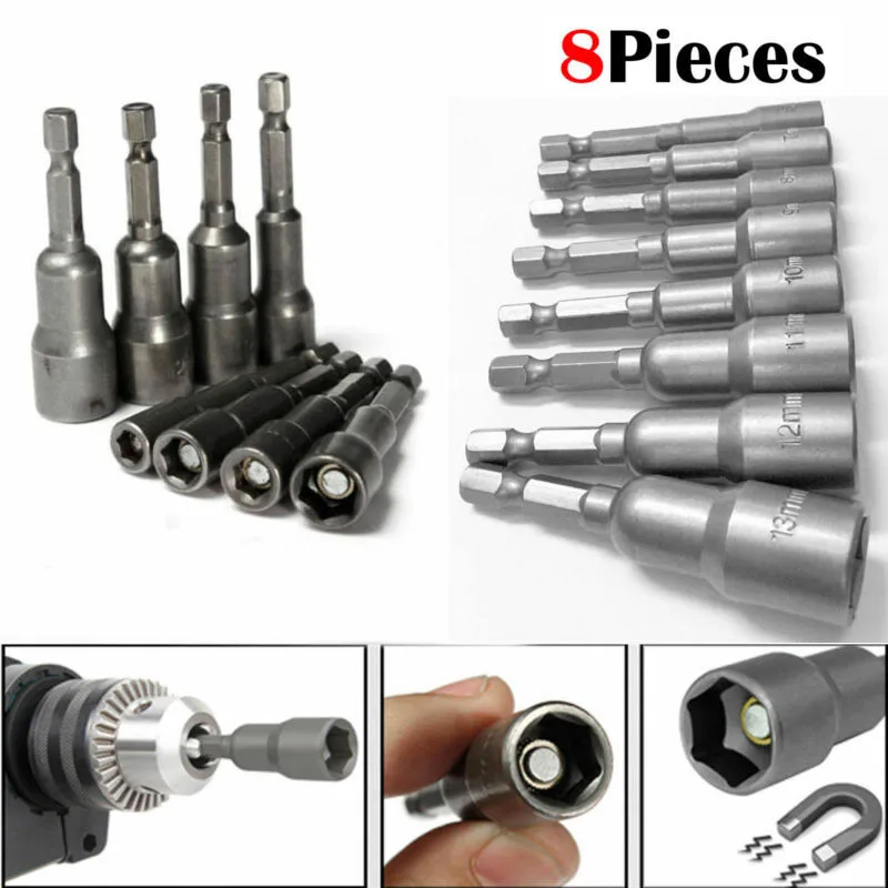 

Driver HEX magnetic drill Socket Chrome vanadium steel Replacement Spare Drill bit 8pcs Set