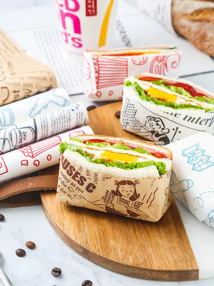 

Sandwich Wrapping Paper Food Packaging Bag Party Packaging Bag Picnic Meal Wrapping Paper Hamburger Bread Cake Packaging Bag