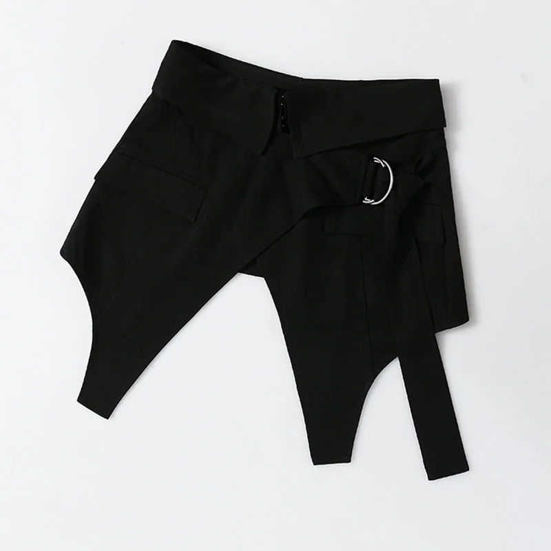 

SeeBeautiful Loose Irregular Split Adjustable Half-body Skirt Zipper Pocket New Fashion Spring Summer 2021 Woman E356