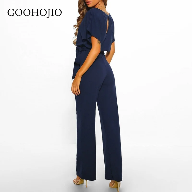 

2021 Jump Suits for Women Jumpsuit Short Sleeve Playsuit Clubwear Straight Leg Jumpsuit Women Jumpsuit Ladies with Belt Bodysuit
