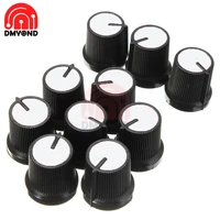 10pcs knob white face plastic for wh148 rotary taper potentiometer hole volume control controller black caps rk097g 6mm
