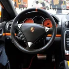 Новинка, полностью черная замшевая кожа и красная нить, рулевое колесо, Ручное шитье, чехол, подходит для Porsche Cayenne 2006-2009