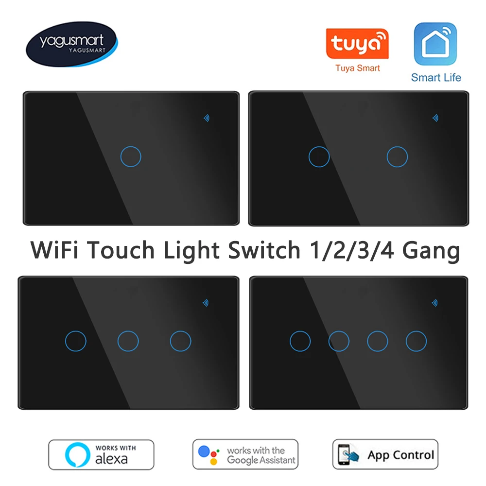 Умный выключатель Yagusmart Tuya с Wi-Fi настенный света нулевой требуемый Alexa Google Home Smart