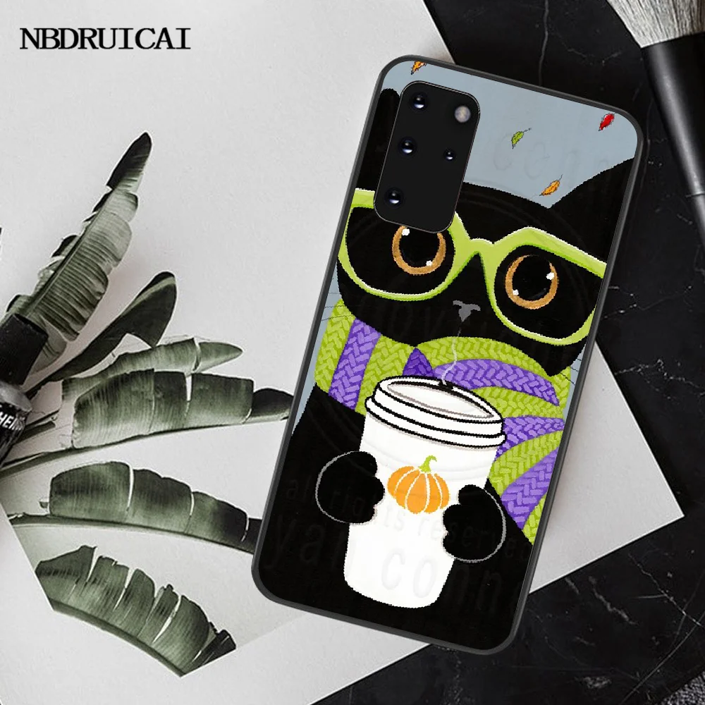 PENGHUWAN Kawaii Cat Cute Dog Black Soft Shell Phone Case Capa for Samsung S20 plus Ultra S6 S7 edge S8 S9 S10 5G | Мобильные