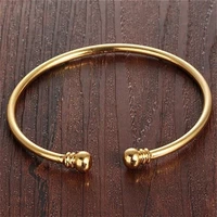 womens fashion gold plated bangle bracelet cuff popular simple open bangles two bead cuff bangle bridal wedding jewelry