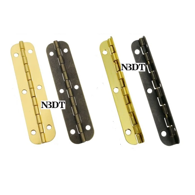 20Pcs 65mm 115mm Long Continuous Hinge 90/180 Degrees Open Hinges Piano Jewelry Gift Wine Cigar Music Box  Screws Bronze Gold