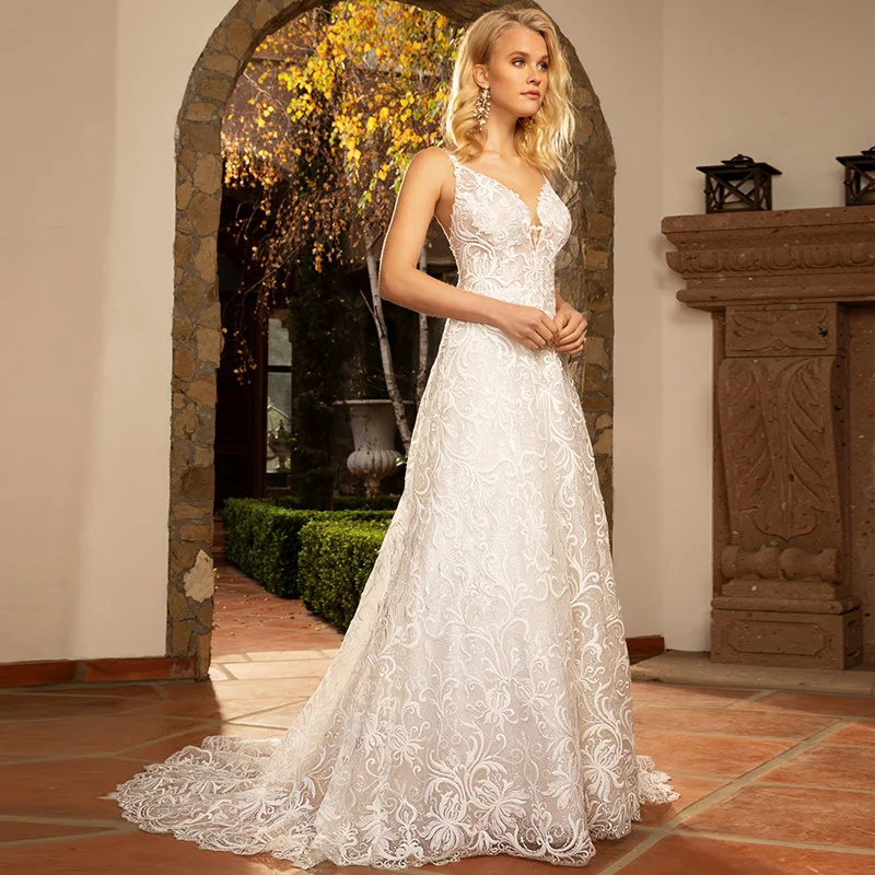Vestidos De Novia 2019 новый простой дизайн свадебное платье с v-образным вырезом