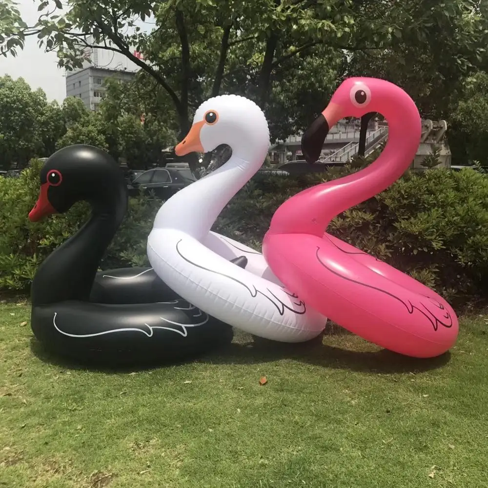 

New Inflatable swan swim ring Black and white swan pool float Flamingos swimming circle pool Toy Inflatable swan float Lifebuoy