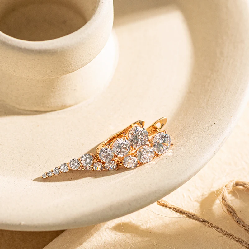 Кинели Роскошные 585 розовое золото висячие серьги для женщин микро воск Декор