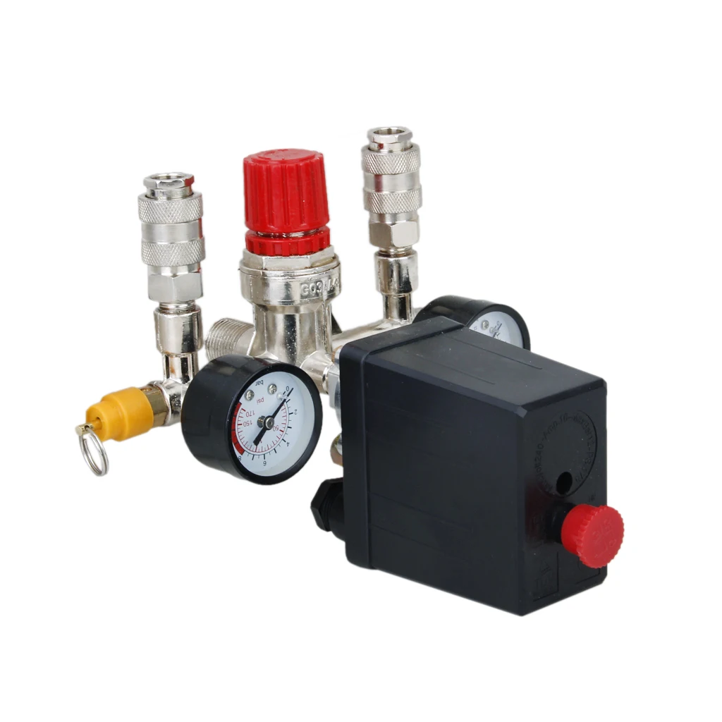 

Adjustable 12V Pressure Switch Control Valve 70-180psi 4 Port Heavy Duty for Air Compressor Accessories