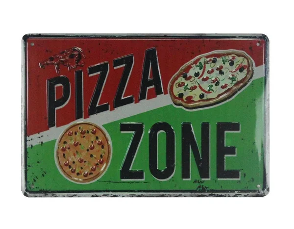 

contemporary metal wall art decor Pizza Zone tin metal sign
