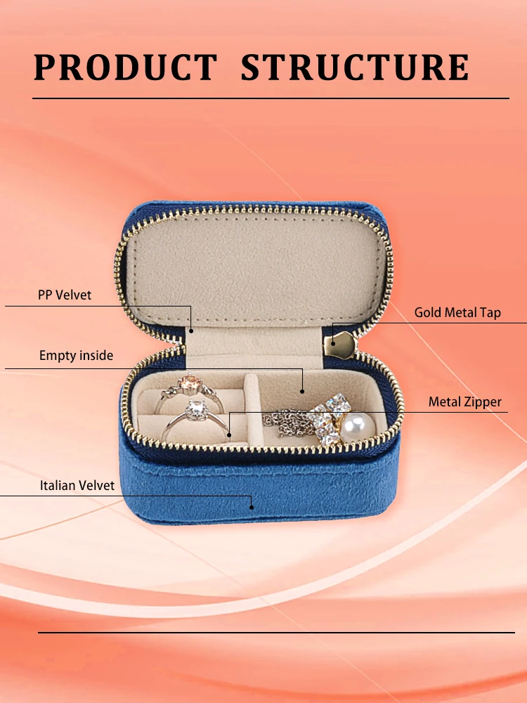 

Dropshipping Ring Stud Earring Jewellery Gift Box Velvet Jewelry Travel Case