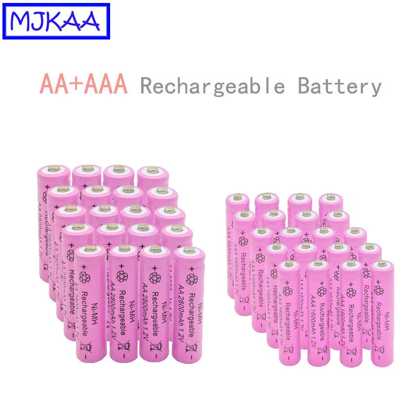 MJKAA 24/40 шт. AA 1 2 в 2800 мач ni mh аккумуляторная батарея + AAA 1600 NIMH батарея|Перезаряжаемые