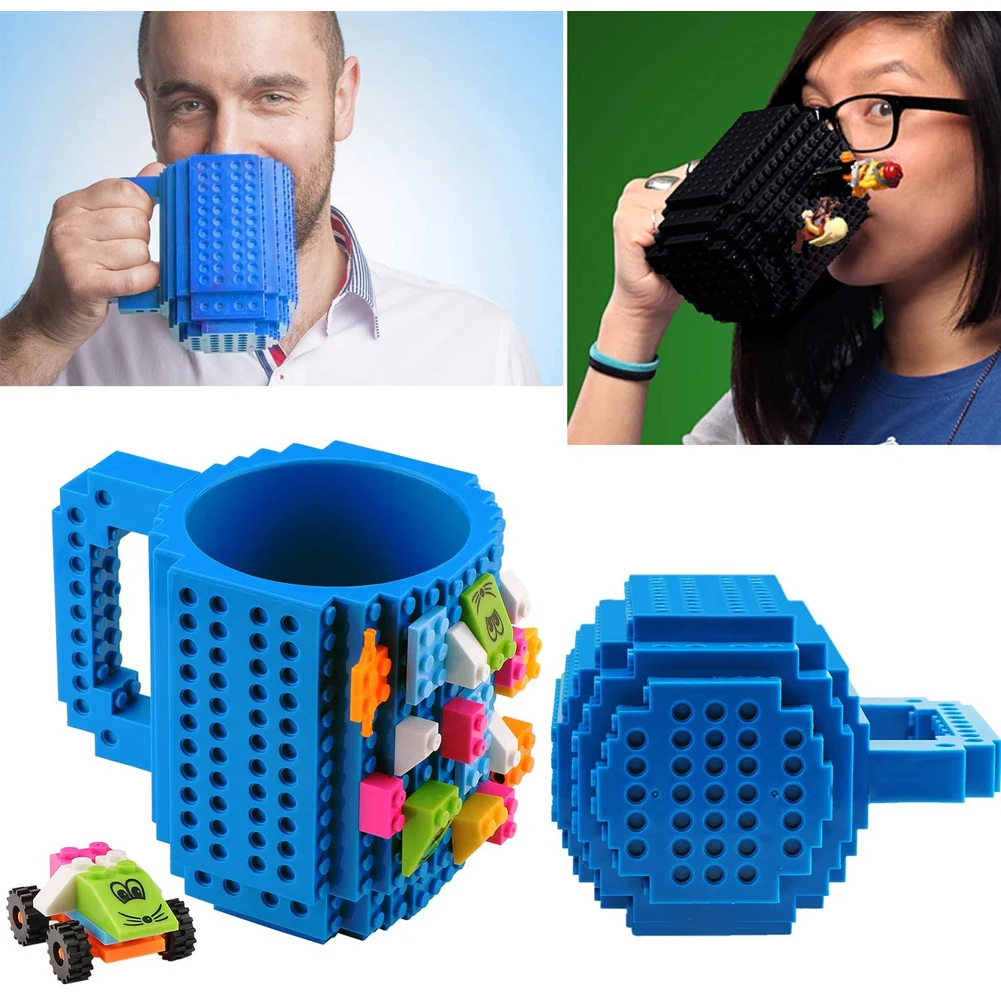 

1Pc Cups Build-On Creative Brick Mug Building Blocks Coffee Cup DIY Block Puzzle Mug For Building Blocks Design Dropship NEW