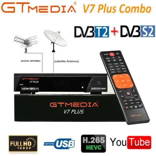 GTMEDIA V7 Plus DVB-S2 DVB-T2 цифровой спутниковый ресивер для cсcam Biss ключ 2x USB слот USB Wifi 3g поддержка Youporn ACS