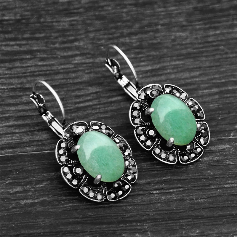 Женские винтажные серьги с натуральным Лазуритом серьги-стразы тибетским