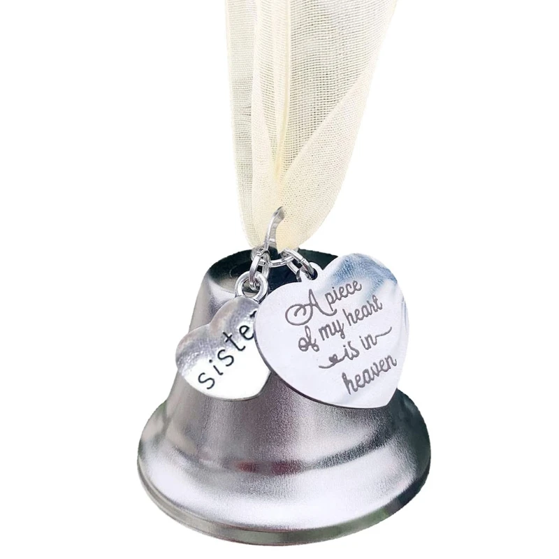 

H55A Christmas Tree Bell with Memorial Hang Tag A Piece of My Heart Keepsake Pendant