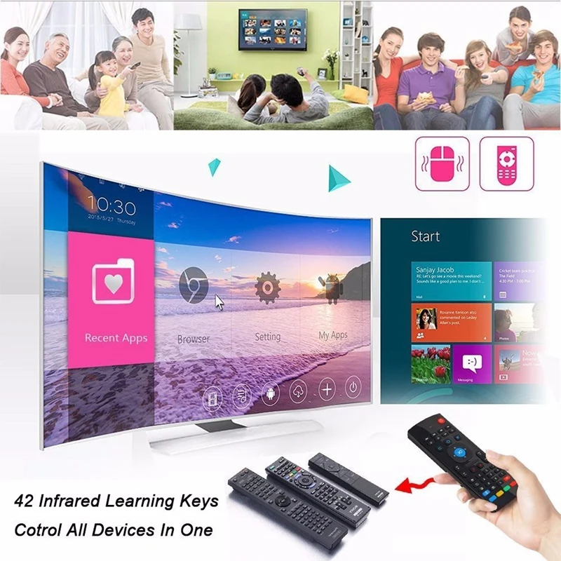 Ручной TZ16 Air Mouse 2 4 GHz беспроводной двухсторонний обучающий датчик Gyro Touchpad