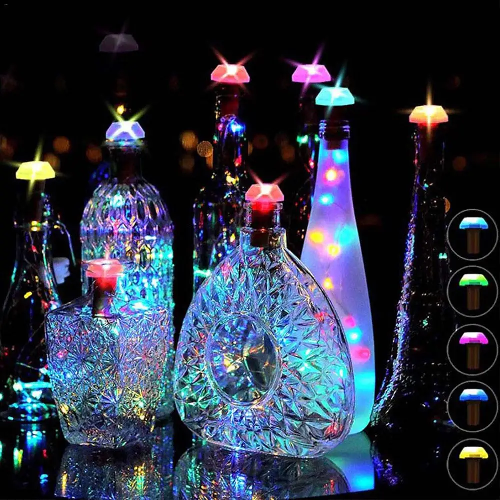 

6pcs Mini Solar Power LED Wine Bottle Light Cork Shaped Copper Wire Colorful Fairy String Lights for Festival Party Bottle Decor