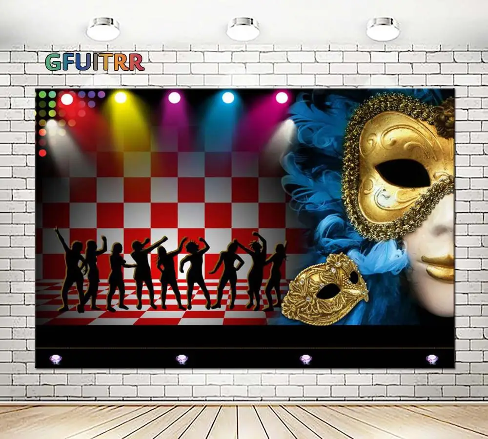 Карнавальная маска Марди Гра GFUITRR плакат маскарадная бесшовная виниловая