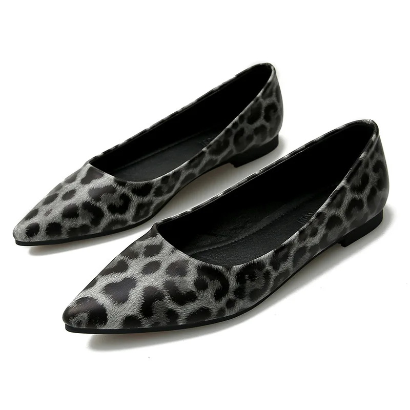

2020 Women Fashion Flats Shoes Pointed Toe PU Leather Shoes Women Leopard Loafers Woman Ballet Flats Boat Shoes Sexy Footwear