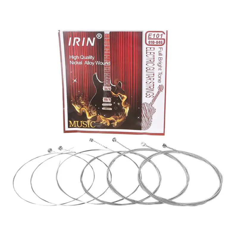

OOTDTY 6pcs/set E101 Electric Guitar Strings Steel Core Nickel Alloy Wound (.010-.046)