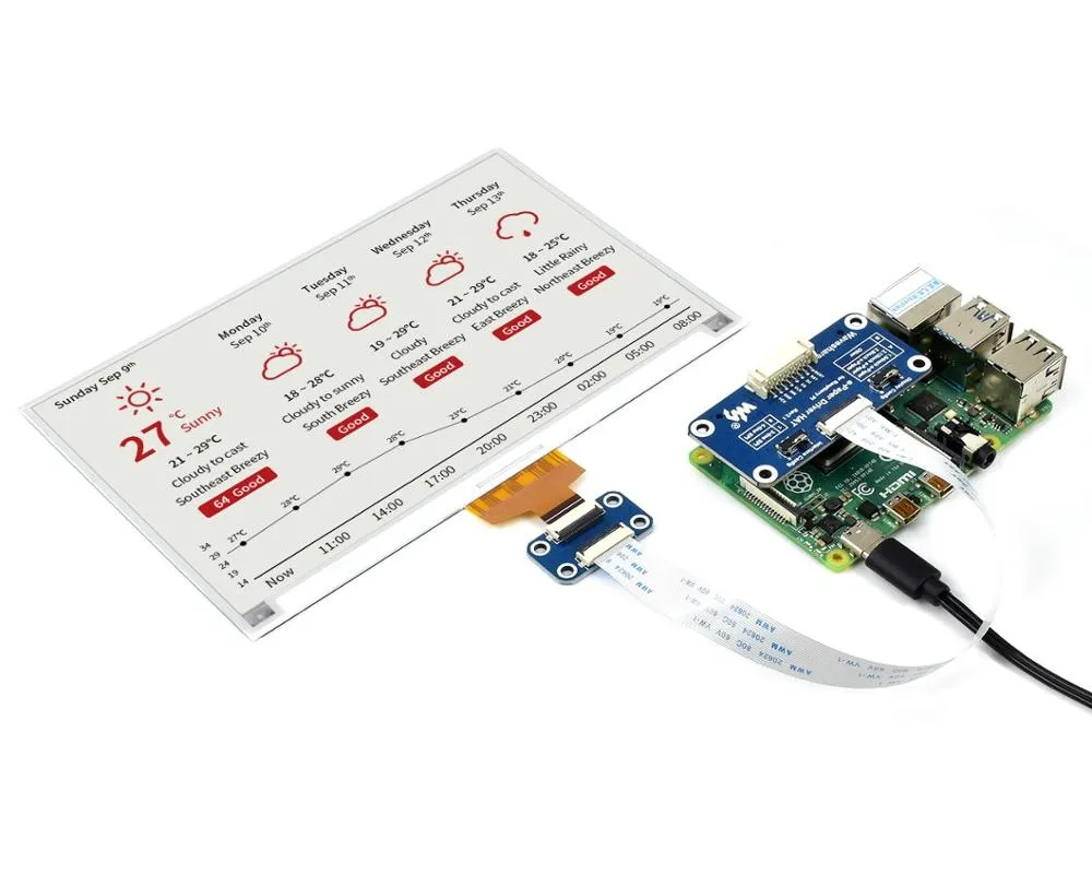 880*528 7 5 дюймовый E Ink дисплей шляпа для Raspberry Pi красный/черный/белый три