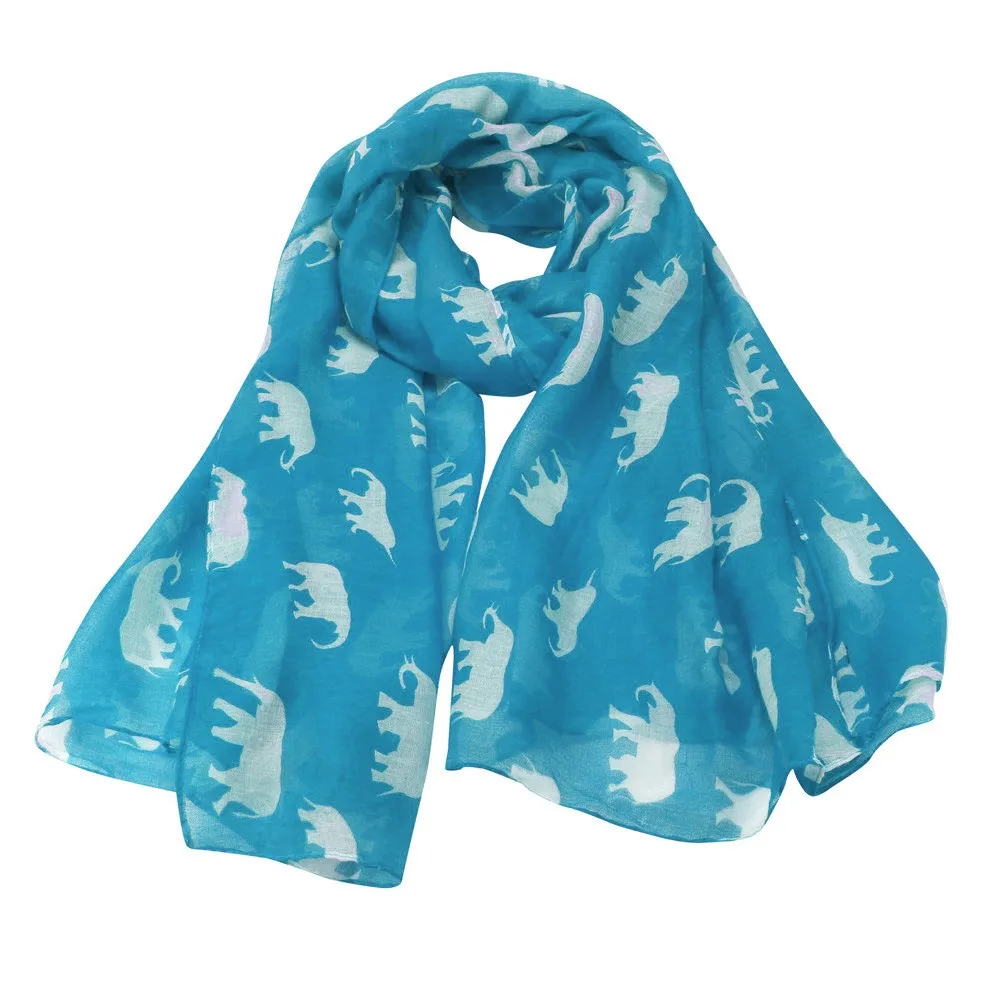 Thin Shawls Floral Print Scarf For Ladies Satin Scarf Lady Womens Long Cute Elephant Print Scarf Wraps Shawl Soft Scarves