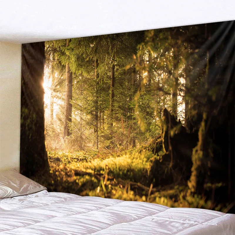 

Forest tapestry under the sun beautiful forest trees background wall hanging bohemian hippie home decor big blanket