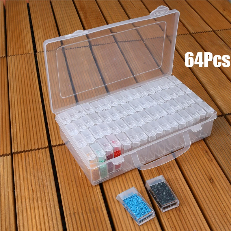 64 шт. пластиковая алмазная живопись аксессуары с лотком контейнер коробка для