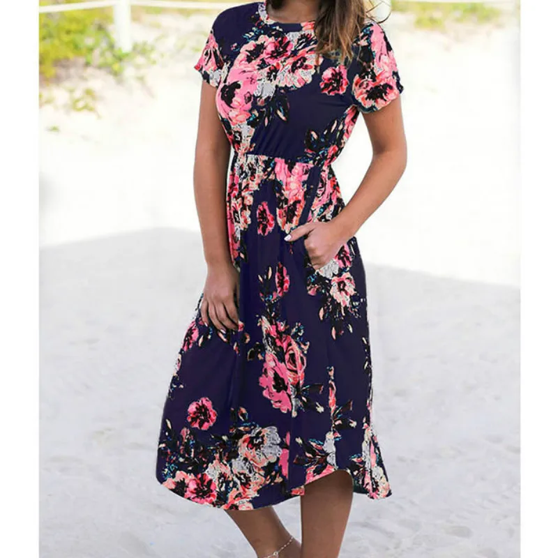 Летние цветочные прерия шик платье повседневное Femme цветок Boho печати Dreeses летняя