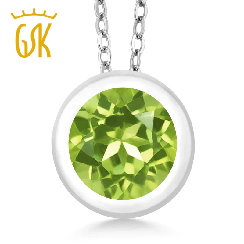 Подвеска GemStoneKing из серебра 925 пробы 6 мм|pendant with chain|pendant 925pendant green |